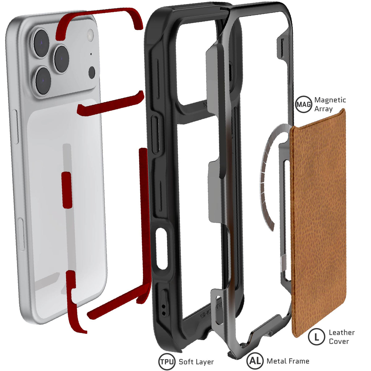 Apple iPhone 18 Pro Max Case Brown Leather Metal Aluminum MagSafe Protective Phone Cover