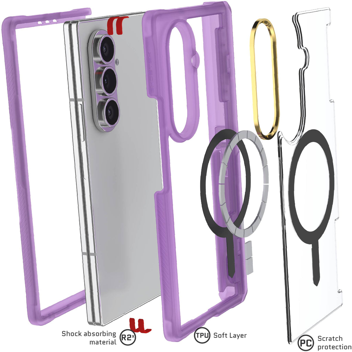 Galaxy ZFold7 Case Purple MagSafe Kickstand Magnetic
