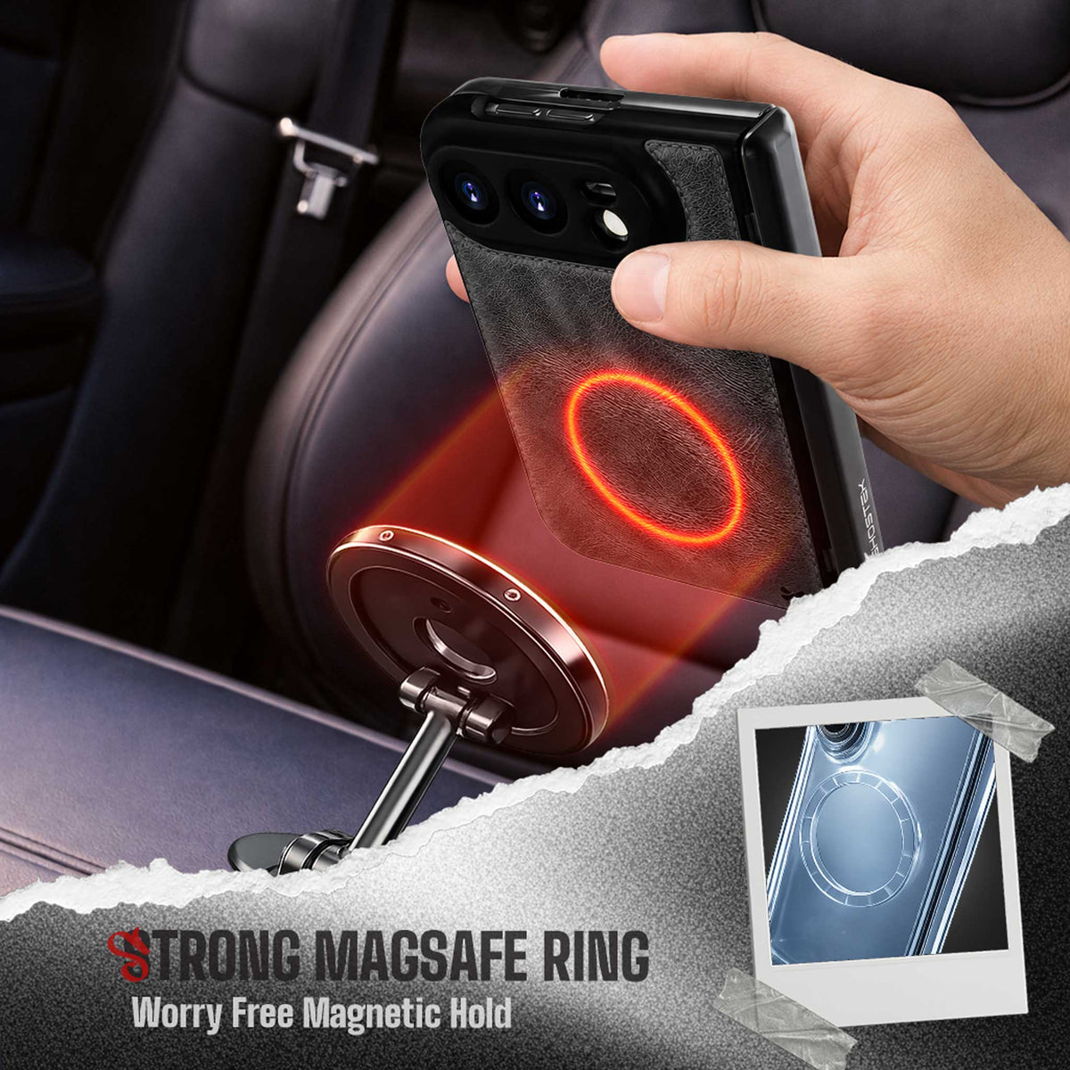 Apple iPhone Duo Blue Leather Case with Screen Protector and MagSafe Magnetic Cover