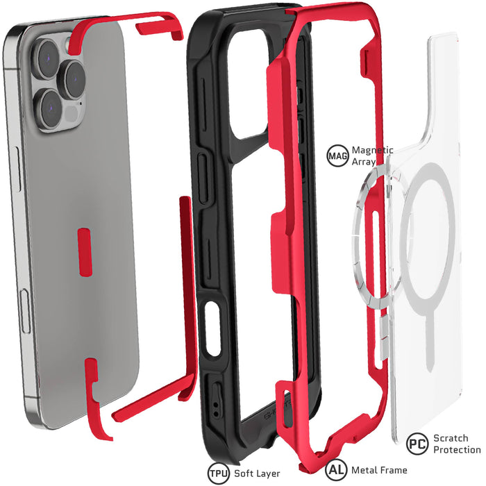 Apple iPhone 16 Pro Max MagSafe Protective Phone Case Red Clear