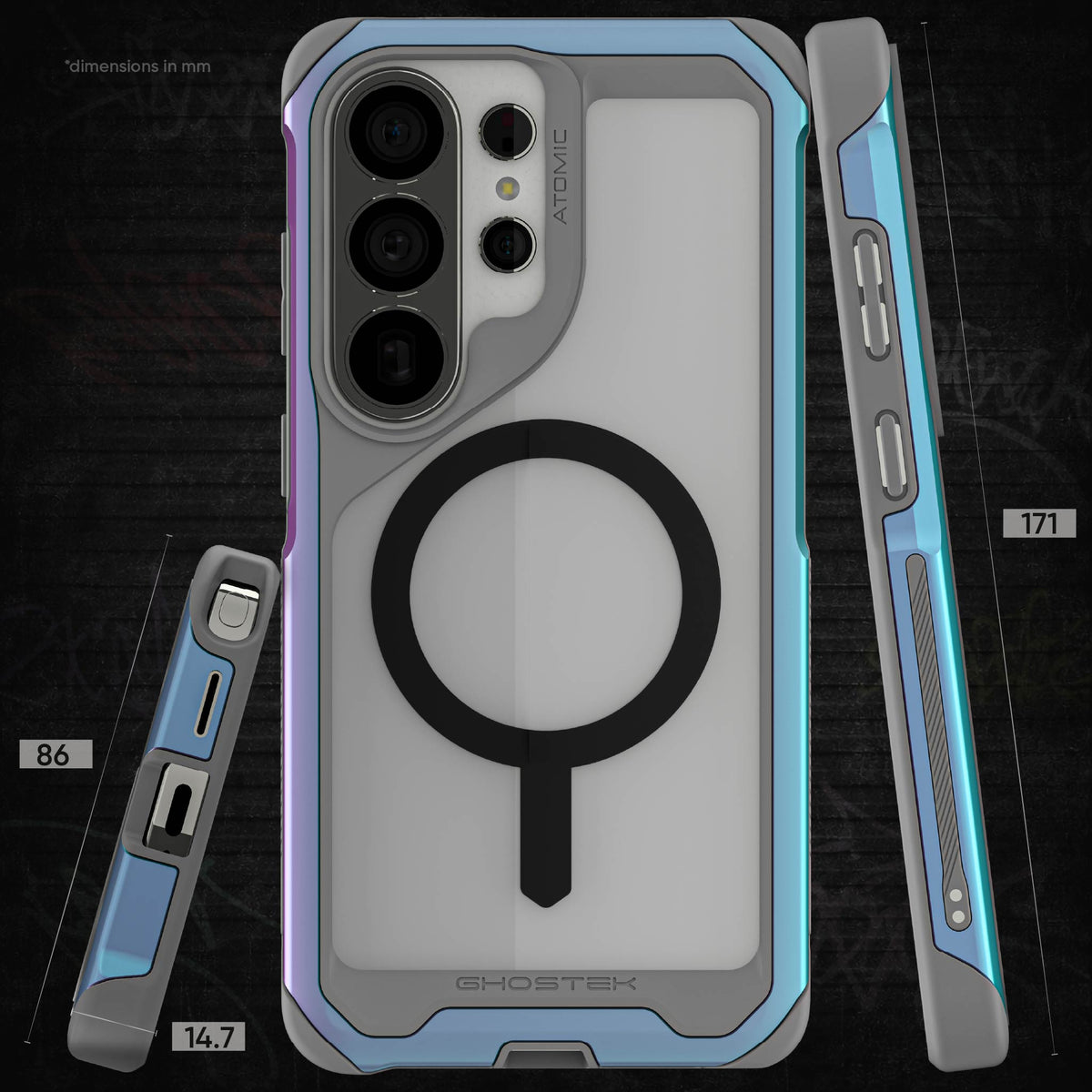 Galaxy S26 Ultra Case Clear Metal MagSafe Prismatic