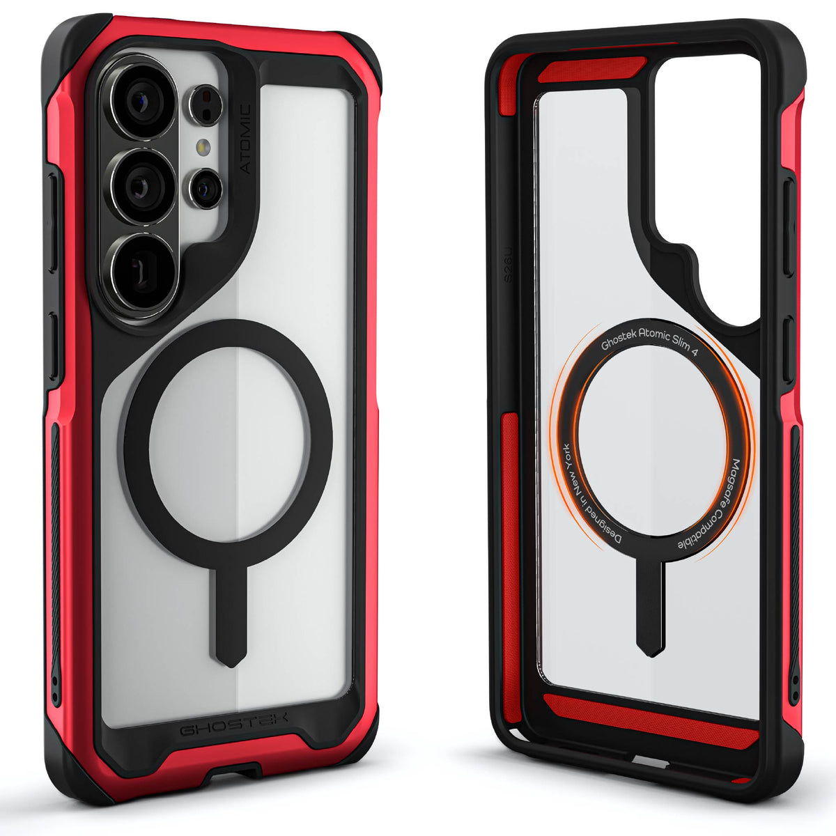 Galaxy S26 Ultra Case Clear Metal MagSafe Red