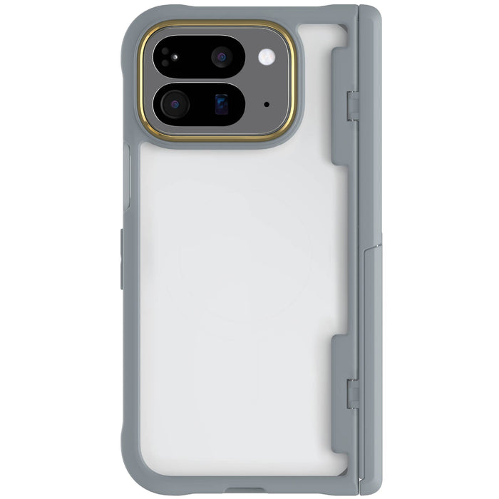 Google Pixel 10 Pro Fold Case Gray Clear Protective Phone Cover Kickstand Hinge Protection Shockproof Slim