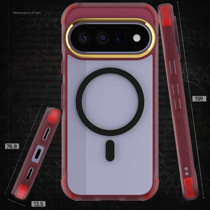 Pixel 11 Case Clear Red MagSafe Magnetic Ring Protective Cover