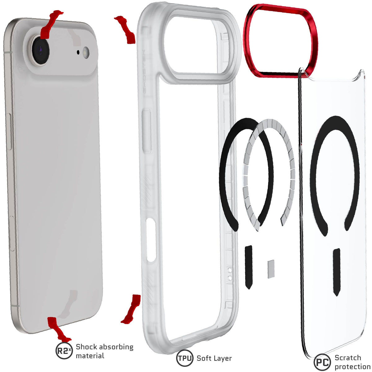 Apple iPhone Air Case Clear MagSafe Protective Phone Cover Shockproof