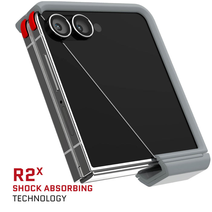 Samsung Galaxy Flip 7 Case Gray Protective Phone Cover Magnetic MagSafe Kickstand