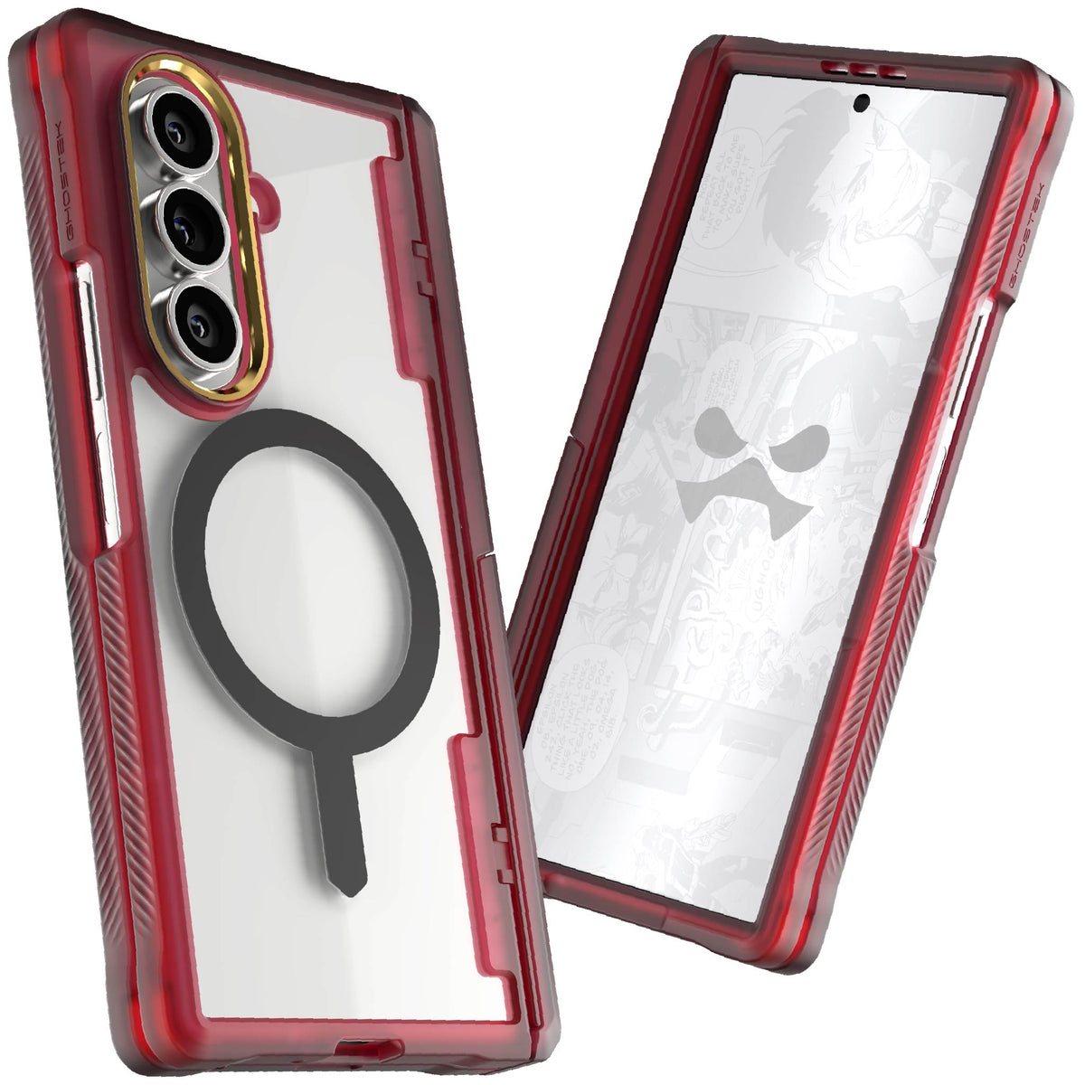 Samsung Galaxy Z Fold7 Case Red MagSafe Kickstand Magnetic