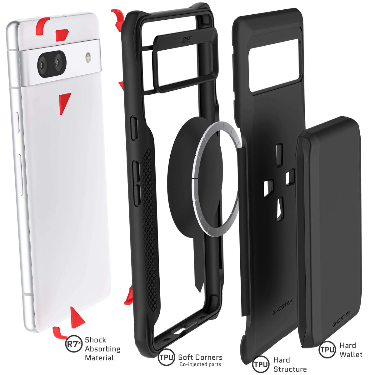 Google Pixel 7a Black Wallet Case