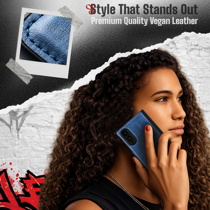 Samsung Galaxy Z Fold 8 Case Leather Blue MagSafe Magnetic Hinge Cover