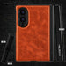 Samsung Galaxy Z Fold 8 Case Leather Brown MagSafe Magnetic Hinge Cover