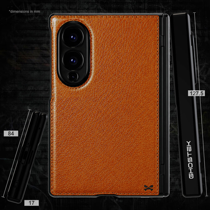 Samsung Galaxy Z Fold 8 Case Leather Brown MagSafe Magnetic Hinge Cover