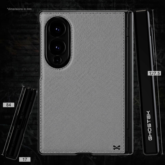 Samsung Galaxy Z Fold 8 Case Leather Gray MagSafe Magnetic Hinge Cover