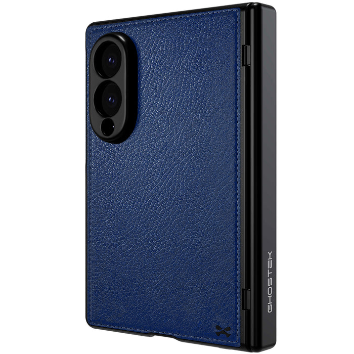 Samsung Galaxy Z Fold 8 Case Leather Blue MagSafe Magnetic Hinge Cover