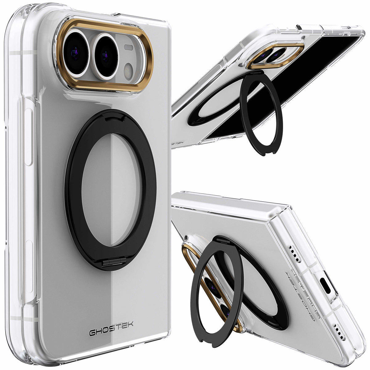 Apple iPhone Duo Clear Case MagSafe Kickstand Gold