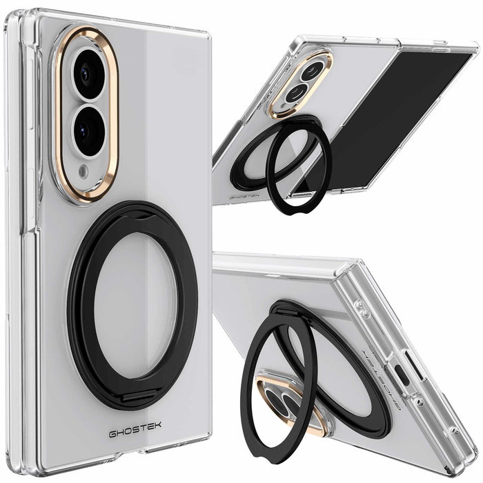 Samsung Galaxy Z Fold 8 Case Clear Gold MagSafe Magnetic Kickstand Protective Phone Case