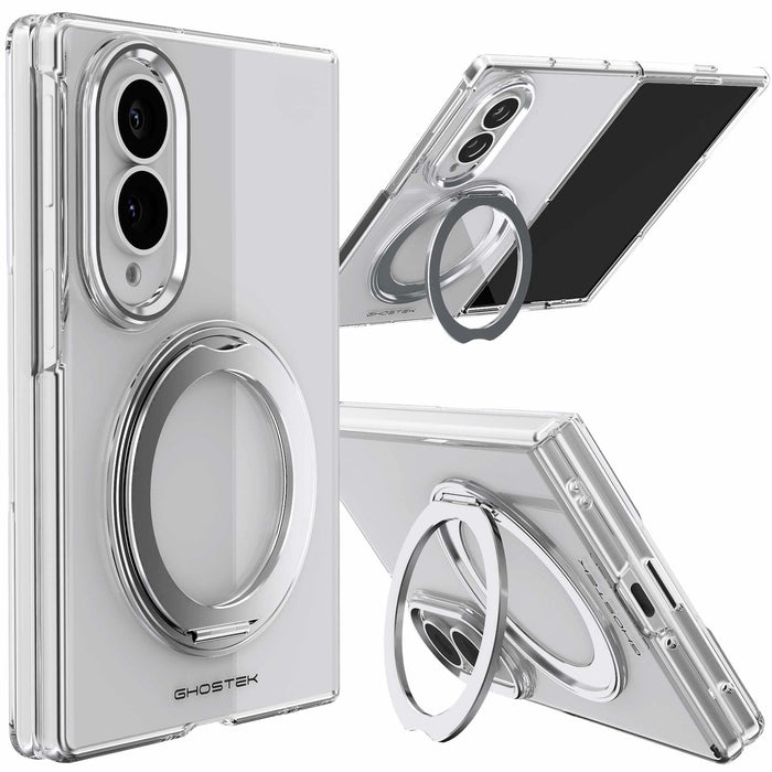 Samsung Galaxy Z Fold 8 Case Clear Silver MagSafe Magnetic Kickstand Protective Phone Case
