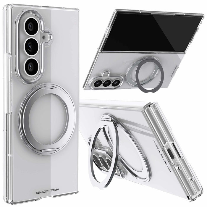 Samsung Galaxy Z Fold 8 Ultra Case Clear Silver MagSafe Magnetic Kickstand Protective Phone Case