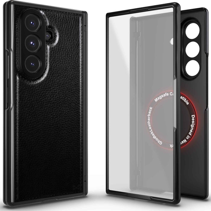 Samsung Galaxy Z Fold 7 Leather Case Black with MagSafe