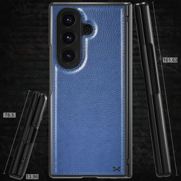 Leather Galaxy Z Fold 7 Case Blue with MagSafe