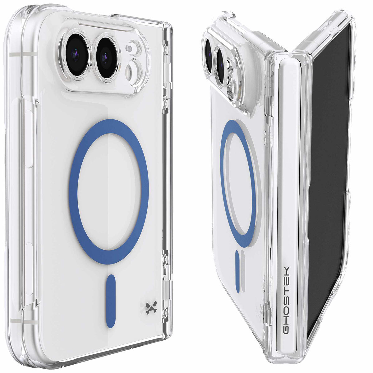 iPhone Duo Clear Case Blue MagSafe Screen Protector Hinge Cover