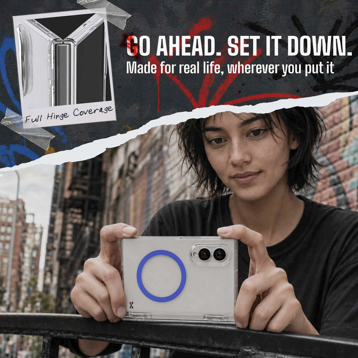 Samsung Galaxy Z Fold 8 Case Clear Blue MagSafe Hinge Cover