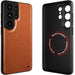 S26 Ultra Leather Case Brown with MagSafe Magnetic 