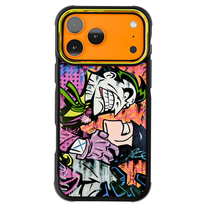iPhone 17 Pro Max Case Joker vs Batman Spraypaint Collab Artwork Phone Cover MagSafe Doped Out M Artist