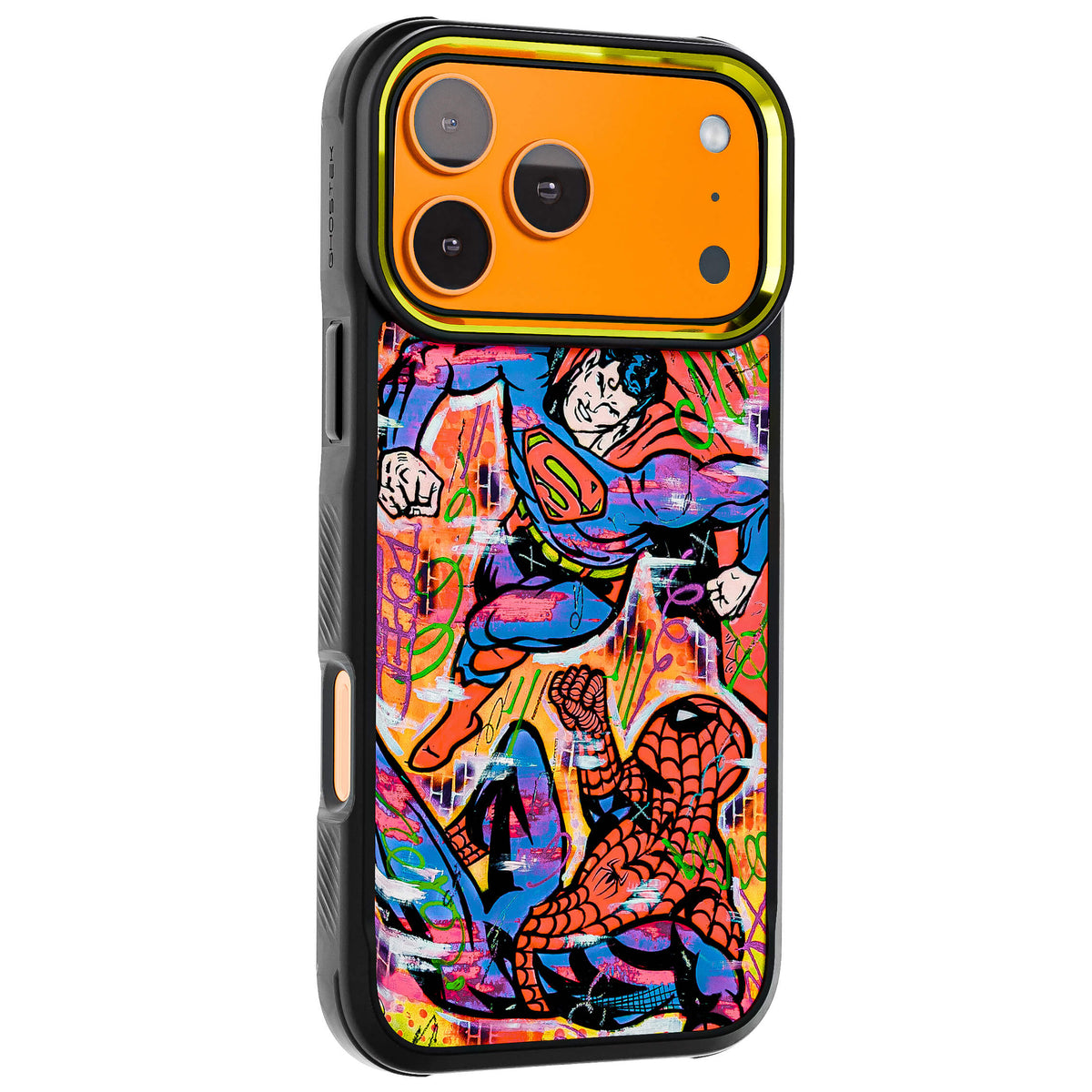 iPhone 18 Pro Max Case Spiderman vs Superman Spraypaint Collab Artwork Phone Cover MagSafe Doped Out M Artist