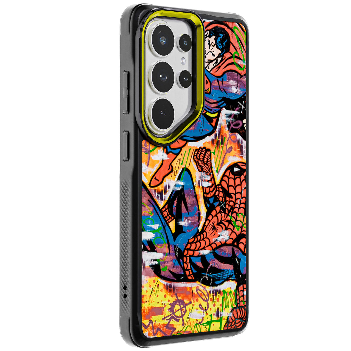 Galaxy S26 Ultra Spiderman vs Superman Spraypaint Artist Artwork Protective Phone Case